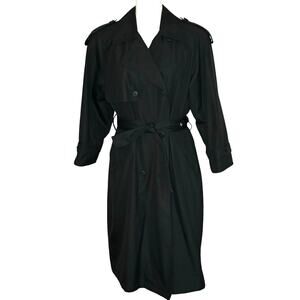 VTG London Fog Trench Coat Women's 6P | Black | Rain Coat Removable Lining | EUC